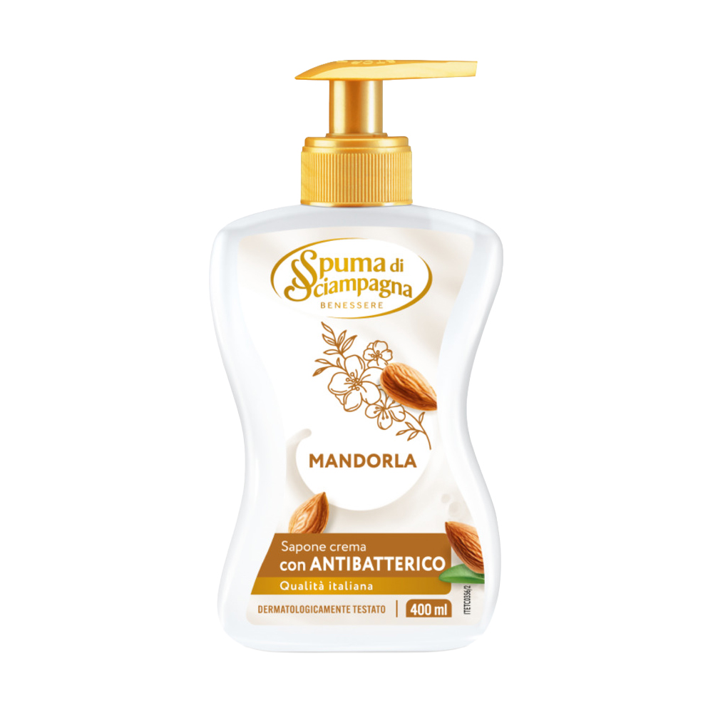 Антибактеріальне рідке крем-мило Spuma di Sciampagna Latte di Mandorla e Burro di Karite Мигдалеве молоко та масло ши, 400 мл
